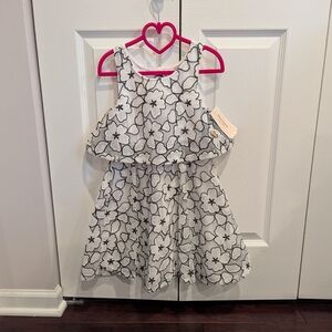 Floral Kids Dress in Black and White
